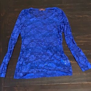 Lace long sleeve blue